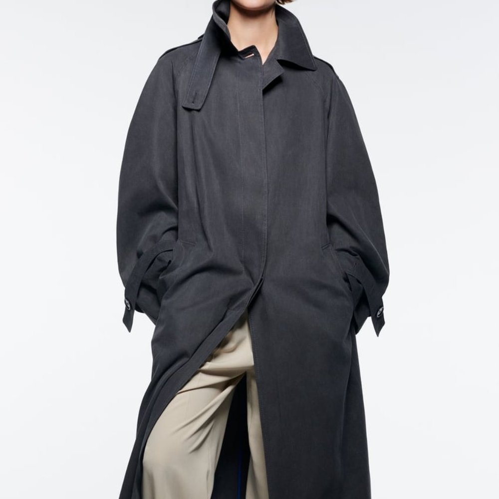 💮ZARA Oversized Minimalist Trench Coat Limited Edition M/L💮 - Picture 2 of 10